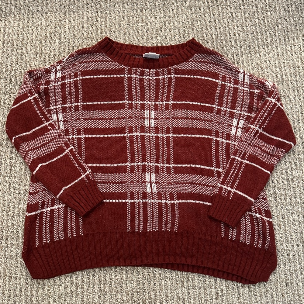 St. John's Bay Burgundy Plaid Sweater